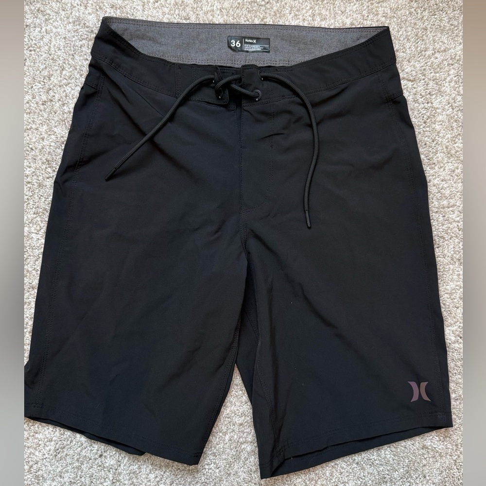 Hurley Black Lace-Up Board Shorts, 36